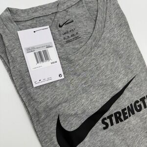 Nike Womens‎ Strength Dri-FIT Tee XS Grey Black Training Workout T-Shirt Top